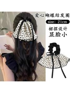 ริบบิ้นลายจุดสไตล์ฝรั่งเศส ยางรัดผม ริบบิ้นลายผีเสื้อ ประดับผม ยางรัดผม ริบบิ้น ยางรัดผม ริบบิ้น ลายจุด ริบบิ้น ลายจุด