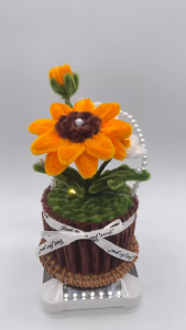 Chậu Hoa Hướng Dương Thủ Công - Làm Bằng Kẽm Nhung - Quà Tặng Trang Trí Siêu Đẹp Siêu Dễ Thương Có Đèn Led