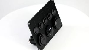 MEGA ACCESTING Saklar Panel Mobil RV Yacht 5 Way USB Voltmeter DC 12/24V - GT-17