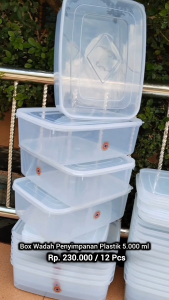 12 Pcs Box Plastik / Kotak Plastik 5000 ml Wadah Penyimpanan Serbaguna