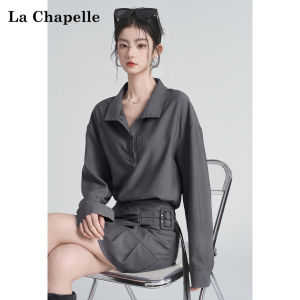 La Chapelle | Đầm Ôm Dài Tay Cổ Bất Quy tắc Viền Xếp Ly cho Mùa Xuân Thu