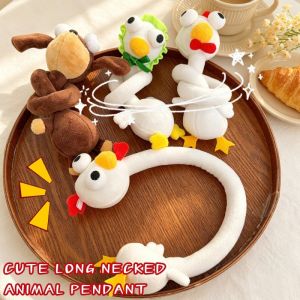 Funny Long Neck Plush Keyring White Chick Dachshund Chicken Design 43cm Soft Stuffed Pendant for Bag Curtain Decoration