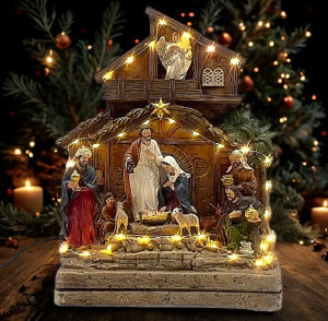 CHRISTMAS CLASSIC AND ELEGANT MUSICAL NATIVITY SCENE TABLETOP DISPLAY