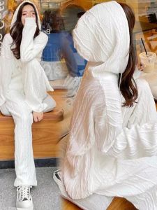 Fashionable Hooded Sweatshirt And Pants Set Womens Winter plus Size Slimming Casual Sportswear Two-Piece Ensemble