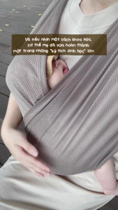 [Vải Lưới - Beige] Địu Vải Lưới EmBé Sling WindMesh Thoáng Khí An Toàn Cho Bé Sơ Sinh 0-24 Tháng
