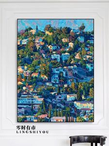 ภาพพิมพ์ขนาดใหญ่สำหรับพนักพิงโซฟา บ้านในชนบท Los Angeles ภาพพิมพ์สไตล์เทรนด์ที่โด่งดัง ภาพพิมพ์แบบดิจิทัล ภาพพิมพ์ทันสมัย