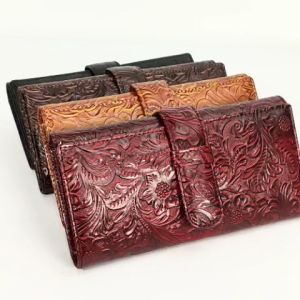 VALQO ALEA Dompet Wanita Kulit Sapi Kombinasi Motif Batik Dompet HP Perempuan