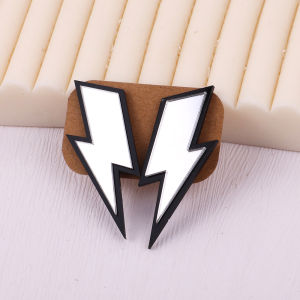 HipHop Gold Color Mirrored Lightning Stud Earrings for Women Trendy Colorful Acrylic Flash Lightning Earrings Party Jewelry Gift