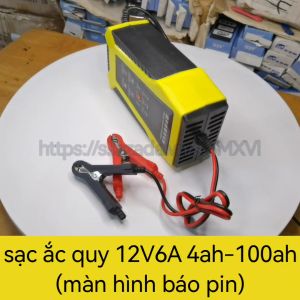 Sạc bình ắc quy ô tô xe máy 12v6A 4Ah - 100Ah(màn hình báo đầy)tự ngắt khi đầy chức năng bảo dưỡng phục hồi ắc quy bằng khử sunfat