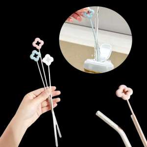 Drinking Straw Cleaner Brush Long Kitchen Gadgets Silicone Straw Cleaning Brush Household Reusable