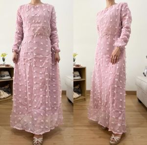●ECLAIRE● 0IS Gamis Dress Maksi Maxi Lengan Panjang Longsleeves Rubiah Lebaran Fashion Muslim Idul Fitri Idul Adha