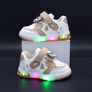 Boys and Girls Light Shoes Baby Girls Light Shoes Led with Light White Shoes Kids Light up Shoes Soft 1-3-4-6 Years Old