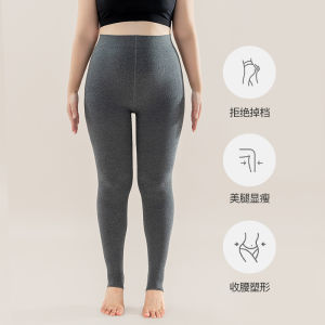 plus Size Fleece Lined Leggings Womens Autumn Winter Outerwear High Waist Warm Belly Black Pantyhose Underwear Pants