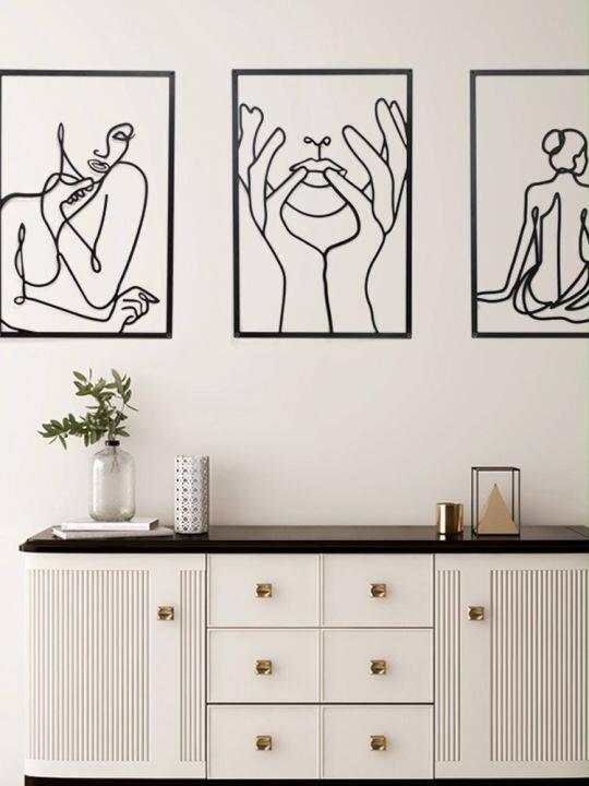 Line Wall Decor Metal Wall Art Minimalist Facial Line Wall Decor ...