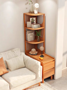 Japanese Style Wooden Sofa Table White Ash Living Room Compact Storage Simple Corner Table Side Cabinet Living Room Furniture