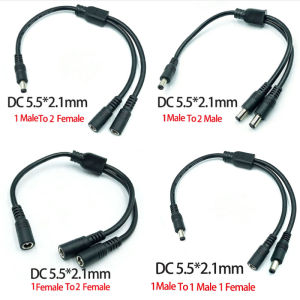 1PC DC 5.5mm*2.1mm 1 To 2 Connector Male To Female Plug DC Power Splitter Cable CCTV LED Strip Light Power Supply Adapter 18AWG