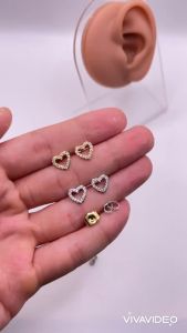 Bông tai trái tim titan Khuyên tai titan hình trái tim đính đá Khuyên tai đính đá không phai màu trangsucmoiluatuoi