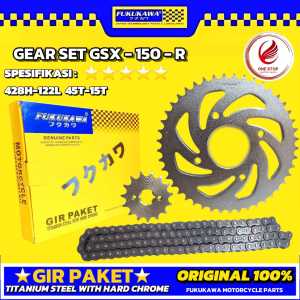 Gear Gir Set Gear Paket GSX R-150 428H-122 45T 15T ASLI ORIGINAL FUKUKAWA