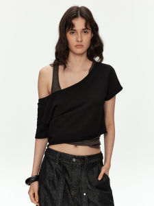 Asymmetric Shoulder Short Sleeve T-shirt