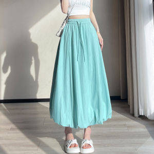 LANGPIN | กระโปรงทรงเอเอวสูงสไตล์เรียบง่ายสำหรับผู้หญิง กระโปรงทรงดอกไม้ ดีไซน์ฤดูร้อน กระโปรงทรงดอกไม้แบบหลายสี กระโปรงทรงเอ