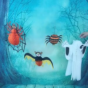 Halloween Paper Lantern Pendant Spider Paper Decoration Lantern Props Pumpkin Pendant Witch Party Festive Decoration