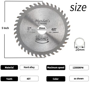 Wood Cutting Disc 125 mm 40T Mini Circular Saw Blade Carbide Rotating Cutting Tools for Wood & Plastic Fiberboard Cutting