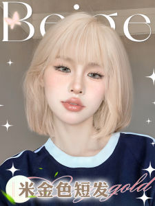 Womens Short Hair Wig Blonde Summer New Style Lolita Daily Anti-Aging Bob Sweet Cool Realistic Full Head Covering