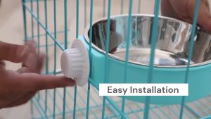 Pet Cage Hanging Food & Water Bowl Steel Feeder All in 1 Cat Bowl Dog Mangkuk Kucing Makanan Minuman