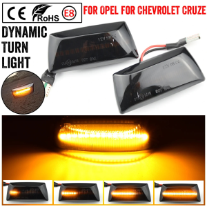 2ชิ้นโคมไฟนำพับแบบไดนามิกสำหรับ Chevrolet Cruze Opel Insignia Astra H Zafira B Corsa D สัญลักษณ์สีอำพันสัญญาณไฟไหลต่อเนื่อง