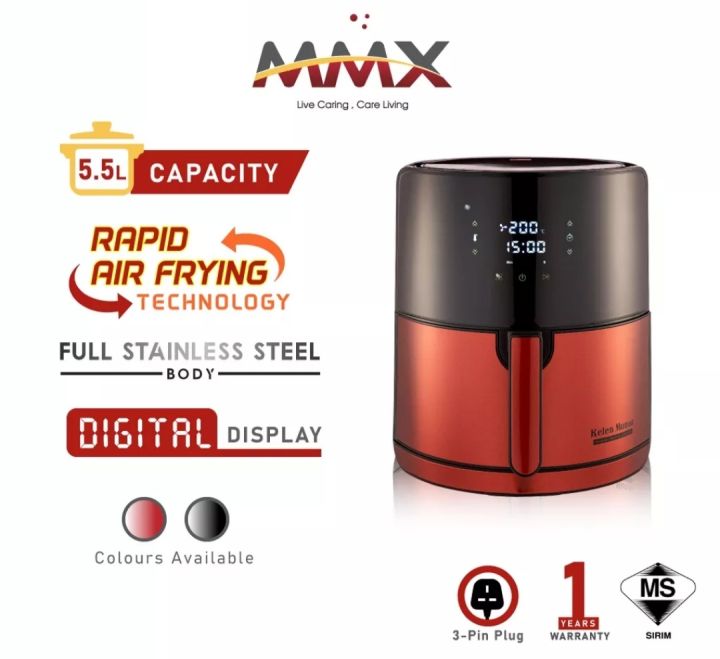 [READY STOCK] MMX Kelen Munoz Digital Air Fryer XLPlus Red Stainless