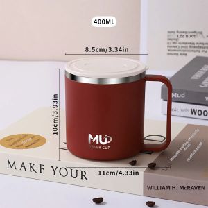 WORTHBUY | Cốc Cà Phê Mini Cách Nhiệt Bằng Thép Không Gỉ Có Tay Cầm Chống Rò Rỉ Hai Lớp Giữ Nhiệt Cốc Du Lịch Di Động Có Nắp Đậy