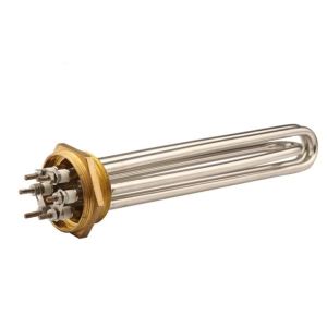 1.5นิ้วหกเหลี่ยมหัวท่อความร้อนไฟฟ้า4.5KW 380โวลต์3U Bundle เครื่องทำน้ำอุ่นแช่หลอดหัวทองแดงท่อองค์ประกอบเครื่องทำความร้อน