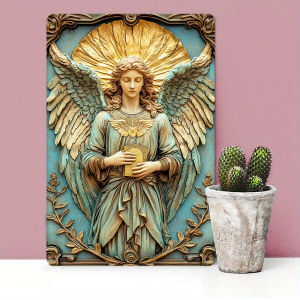 CIFbuy | Archangel Raphael Religious Aluminum Wall Art 8x12 Inch Vintage 2D Flat Sign Easy Mount Portrait Decor