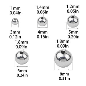 3/4/5/6/8mm Round Stainless Steel 30-200pcs Loose Spacer Beads Jewelry Making Bracelets Necklaces Findings DIY Accessories