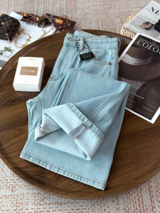 MANMI | Slim Fit Light Blue Flare Denim Trousers