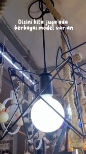 Kap Lampu Gantung Besi Sangkar Mahkota Segitiga Cafe Vintage Edison
