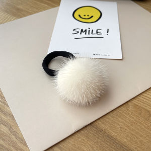Mink Fur Ball Womens Korean-Style Cute Minimalist Stuffed Hair Rope Headdress Online Influencer Refined Hair Band Rubber Band Hair Accessories