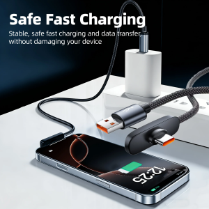 100W Cable USB C Type C Right Angle 90° Fast Charging Cable 10A Data Cord Cell Phone Fast Charging Data Cable for Samsung MI