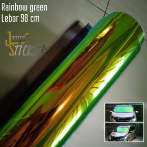Stiker Kacafilm Riben Pelangi Hologram Hijau Sticker Ryben Bunglon Rainbow Green Untuk Kaca Mobil
