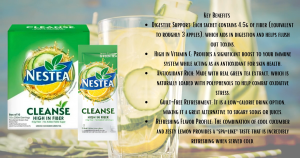 NESTEA CLEANSE LEMON CUCUMBER POWDERED GREEN TEA  1BOX (10 x 8.5g)