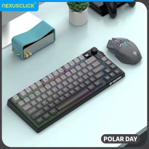 NexusClick Dual Mode Keyboard Mouse Combo with ScreenMini 80 Keys RGB BacklitRechargeableDPI AdjustableLong Battery for Game