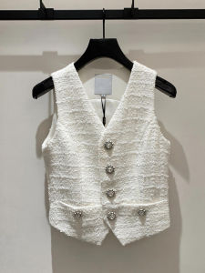 Stylish Short Vest Womens Korean Style Name Lady Small Fragrance Style Top Fashionable Anti-Aging Short Vest Spring Autumn