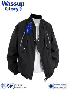 Wassup Glory American Style Workwear Jacket Mens High Sensation Cool Spring Autumn Baseball Coat Couple Style Loose Fit