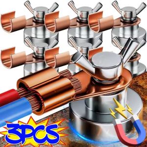 3ชิ้นการเชื่อมแม่เหล็กที่มีประสิทธิภาพเชื่อมไฟฟ้าอิเล็กโทรดทองแดงแคลมป์ยึดหัวเดียวสนับสนุนอุปกรณ์เสริม