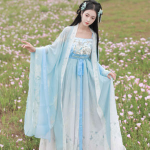 New Arrival Green Blue Tang Style Hanfu Set with Plum Blossom Skirt Dreamy Qingyuan Brand Womens Traditional Chinese Costume