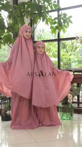 Arsalan - Mukena Mini Travel Parasut Premium Korea 2in1 Polos Amaryllis Series Couple Ibu dan Anak