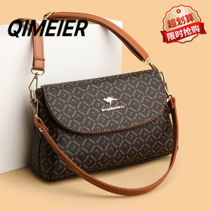 Fashionable Soft Leather Floral Print Crossbody Bag for Middle-Aged Women Casual Versatile Ladies Handbag Shoulder Bag