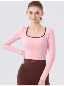 Áo Tập Yoga Dài Tay Mùa Thu Đông Cho Nữ Áo Tập Pilates Thể Thao Nhanh Khô Áo Tập Thể Dục Có Đệm Ngực Áo Tập Thể Dục