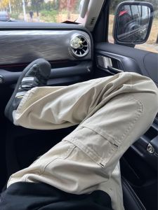 Mens Summer Thin Casual Pants Straight Leg Loose Fit Teenagers Fashion Woodcut Style Long Trousers for Casual Occasions