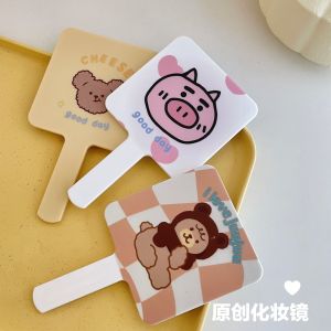 กระจกแต่งหน้าพกพา Juju Bear รูปหมีน่ารักพร้อมด้ามจับ กระจกแต่งหน้าแบบพกพาสำหรับเด็กและผู้ใหญ่